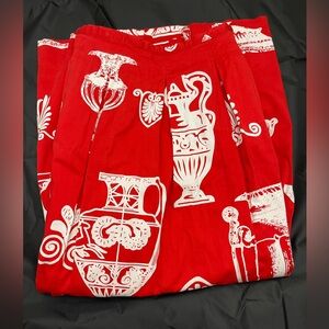 Soft Surroundings Red White A-Line Maxi Skirt Quiet Luxury Boho Travel Vacation